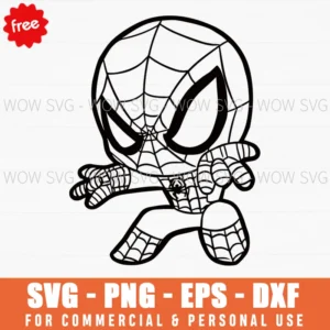 Free Chibi Spider-Man Line Art Svg