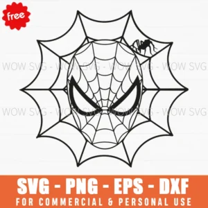Free Spider-Man Mask In Web Circle Line Art Svg