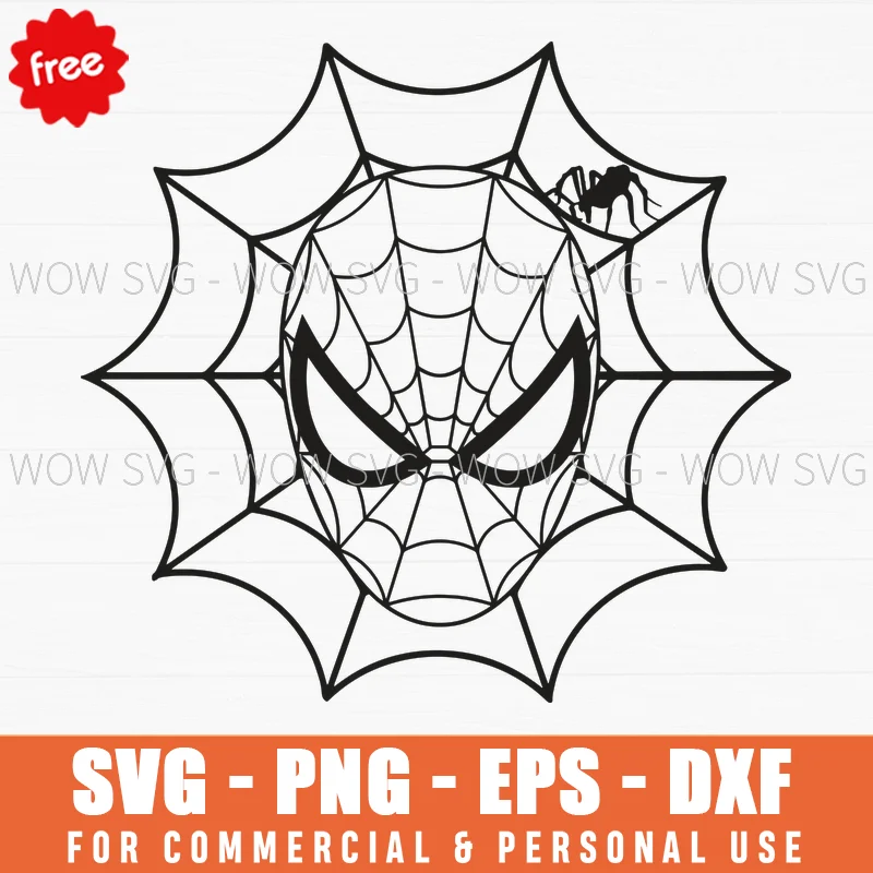 Free Spider-Man Mask In Web Circle Line Art Svg