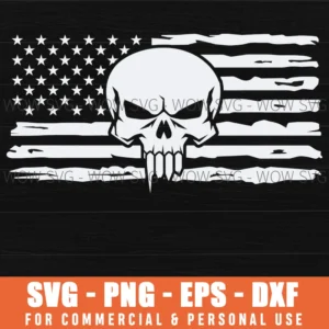 American Flag Skull Distressed Patriotic Gothic Symbol Svg