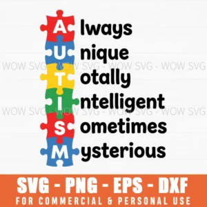 Always Unique Totally Intelligent Sometimes Mysterious Puzzle Svg