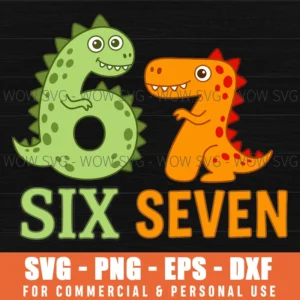 Six Seven Dinosaur Age Boy Birthday Numeral Party Svg