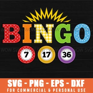 Bingo 7 17 36 Game Night Sunburst Graphic Patchwork Svg
