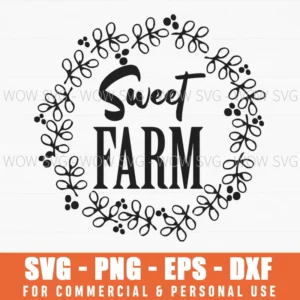 Sweet Farm Floral Wreath Nursery Decor Svg Png