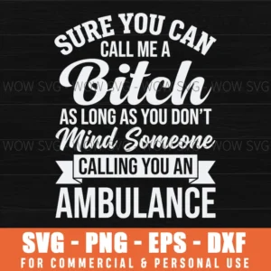 Sure You Can Call Me A Bitch Mind Someone Ambulance Sarcastic Humor Warning Svg