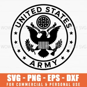 United States Army Military Seal Eagle Star Bold Font Svg
