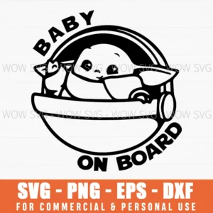 Baby On Board Grogu Star Wars Svg Png Car Decal