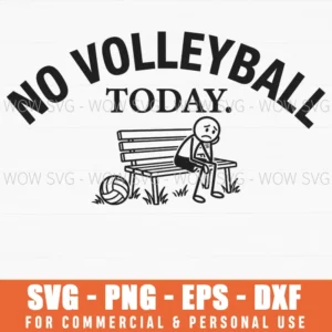 No Volleyball Today Sad Bench Stick Figure Simple Graphic Svg