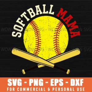 Softball Mama Distressed Retro Vintage Bats Athletic Svg