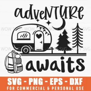 Adventure Awaits Camper Van Outdoor Nature Svg Png