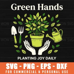Green Hands Planting Joy Daily Gardener Vintage Plant Svg