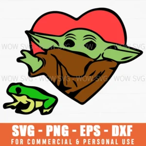 Baby Yoda With Frog Heart Svg Png Star Wars Cut File