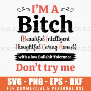 Im A Bitch Dont Try Me Sassy Quote Brush Stroke Svg