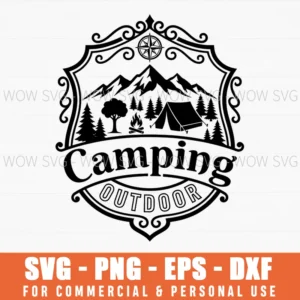 Camping Outdoor Mountain Landscape Nature Tent Frame Svg