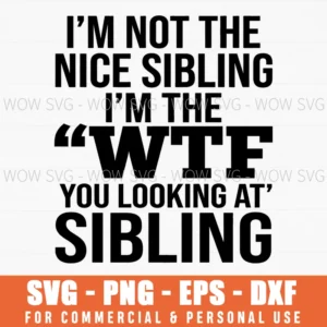 Im Not The Nice Sibling Im The Wtf You Looking At Sibling Sarcastic Svg