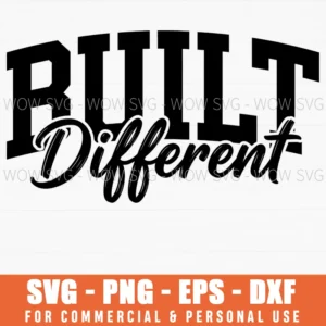 Built Different Motivational Quote Retro Sunburst Layered Svg Png