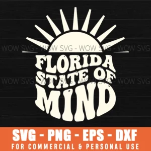 Florida State Of Mind Retro Geometric Tropical Sun Svg