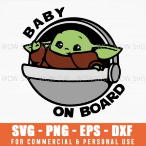 Baby On Board Baby Yoda Pod Color Svg Png For Cricut