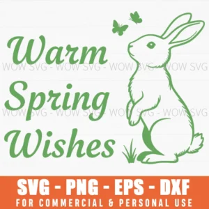 Warm Spring Wishes Hand Drawn Rabbit Illustration Nature Svg