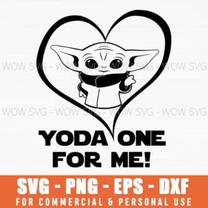 Yoda One For Me Heart Outline Svg Png Valentines Day Clipart