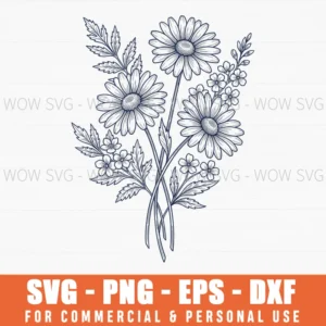Botanical Floral Hand Drawn Wildflowers Nature Garden Svg