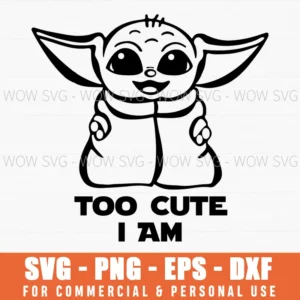 Too Cute I Am Baby Alien Inverted Quote Svg Png Clipart