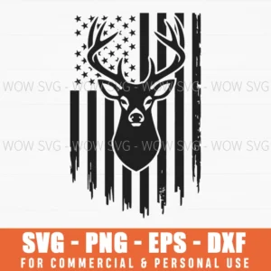 American Hunter Wildlife Graphic Usa Flag Grunge Distressed Svg