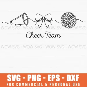 Cheer Team One Line Art Minimalist Style Cheerleading Svg