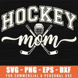 Hockey Mom Goalie Mask Crossed Sticks Winter Sports Svg