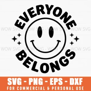 Everyone Belongs Inclusive Retro Minimalist Sparkle Svg Png