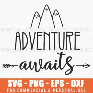 Adventure Awaits Mountain Arrow Hand Drawn Camping Svg Png