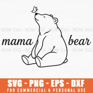 Mama Bear Minimalist Line Art Animal Nature Svg