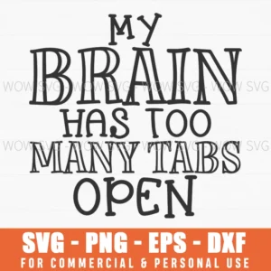 My Brain Has Too Many Tabs Open Svg Png Adhd Mental Health Quote