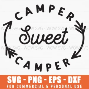 Sweet Camper Retro Badge Camping Lover Svg Png