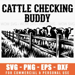 Cattle Checking Buddy Farm Life Cattle Ranch Pastoral Rustic Svg
