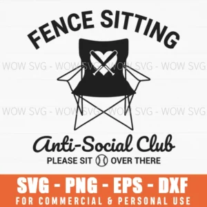 Fence Sitting Antisocial Club Please Sit Over There Humorous Baseball Introvert Svg