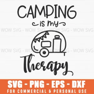 Camping Is My Therapy Svg Cute Camper Van Png