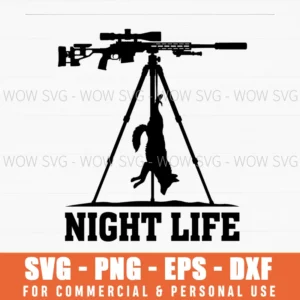 Night Life Coyote Hunting Sniper Rifle Silhouette Predator Svg