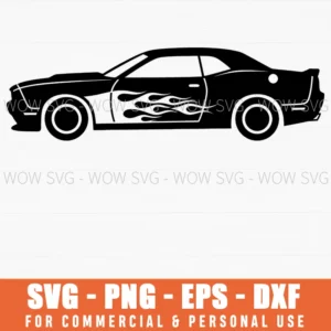 Muscle Car Flames Automotive Graphic Vehicle Art Logo Svg