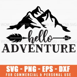 Hello Adventure Script Typography Travel Quote Svg Png