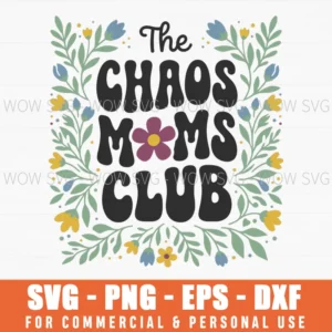 The Chaos Moms Club Floral Frame Hand Drawn Retro Botanical Svg Png