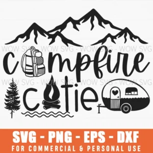 Campfire Cutie Mountain Hiker Backpack Svg Png