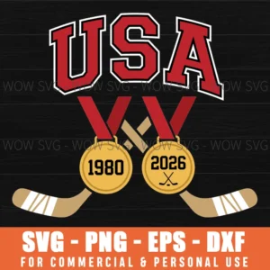 Usa 1980 2026 Ice Hockey Sports Medals Athletic Competition Svg