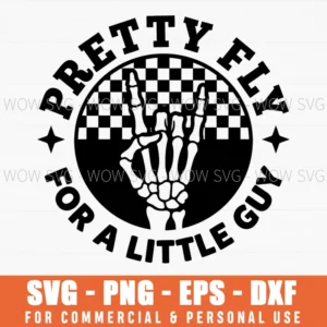 Pretty Fly For A Little Guy Halloween Skeleton Checkered Retro Svg