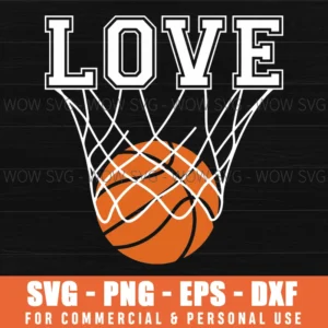 Love Basketball Sports Themed Fan Gift Dad Coach Player Svg