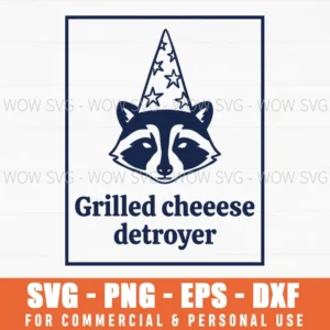 Grilled Cheese Destroyer Funny Raccoon Party Hat Illustration Svg