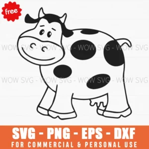 Free Cartoon Spotted Cow Svg