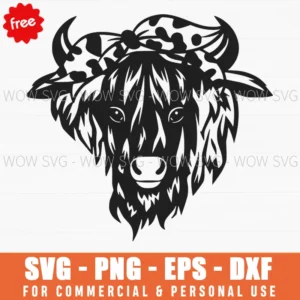 Free Leopard Print Bandana Highland Cow Svg
