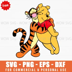 Free Winnie The Pooh And Piglet Walking Hand In Hand Svg