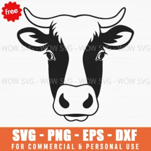 Free Detailed Cow Portrait Svg
